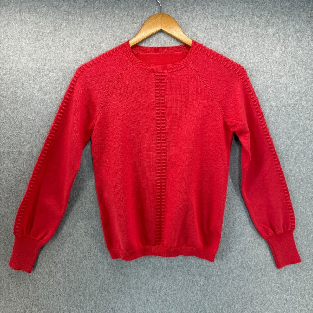 YAL New York Womens Size XS / S (?) Red Pink Crewneck Longsleeve Sweater Texture